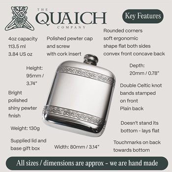 Celtic Bands Pewter 4oz Pocket Flask