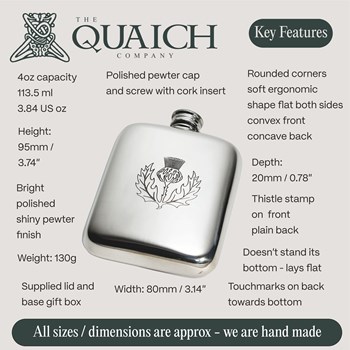 Thistle Stamp 4oz Pewter Pocket Flask
