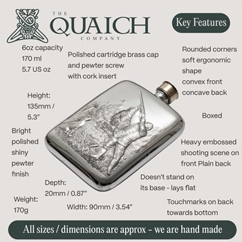 Shooting Embossed 6oz Pewter Pocket Flask