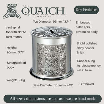 Celtic Spiral Pewter Money Box
