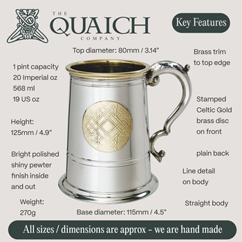 Celtic Gold Pewter And Brass Tankard