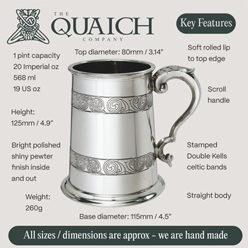 Kells One Pint Pewter Tankard Kells One Pint Pewter Tankard