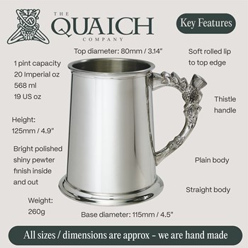 Thistle Handle Pewter Tankard