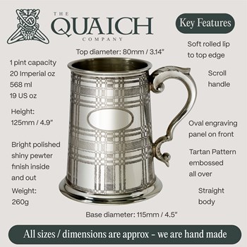 Tartan Pewter Tankard Tartan Pewter Tankard