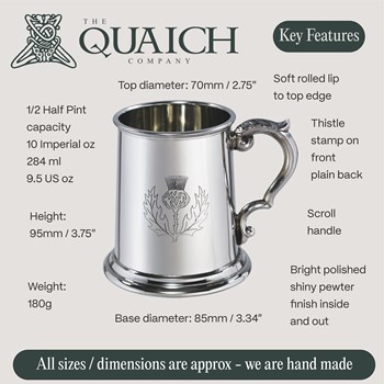 Thistle Stamp Half Pint Pewter Tankard