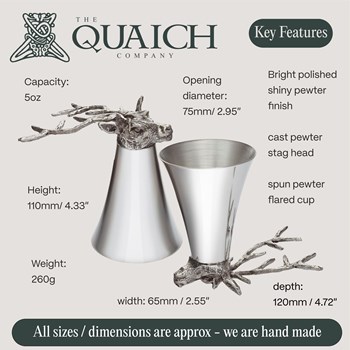Stag Head 5oz Pewter Jigger Cup Stag Head 5oz Pewter Jigger Cup