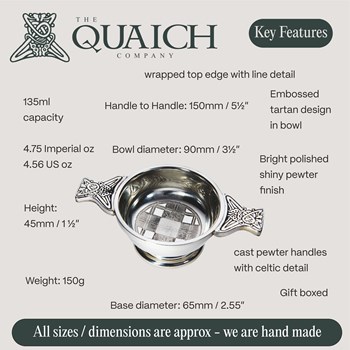 Tartan Small Pewter Quaich Tartan Small Pewter Quaich