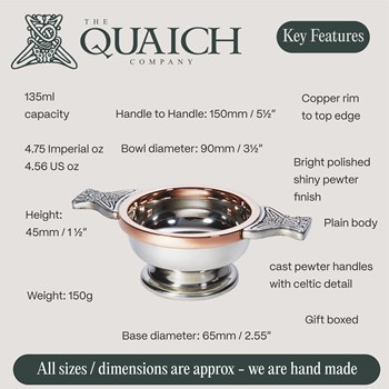 Copper Rim Small  Pewter Quaich