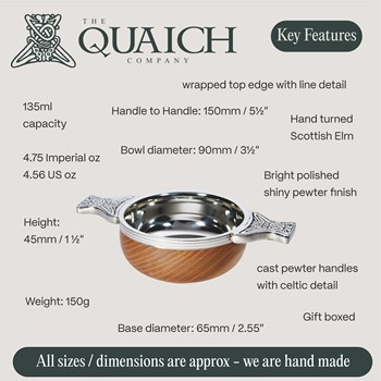 Wood And Pewter Small Quaich