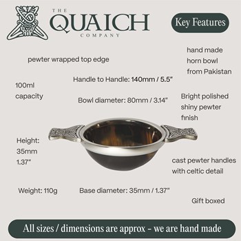 Horn And Pewter Medium Quaich Horn And Pewter Medium Quaich
