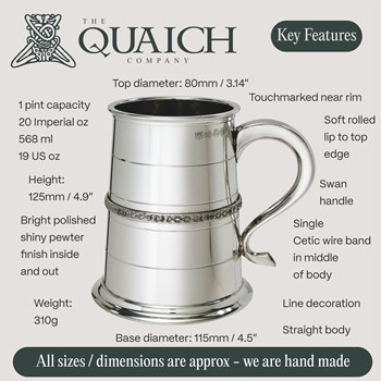 Single Celtic Band One Pint Pewter Tankard Single Celtic Band One Pint Pewter Tankard
