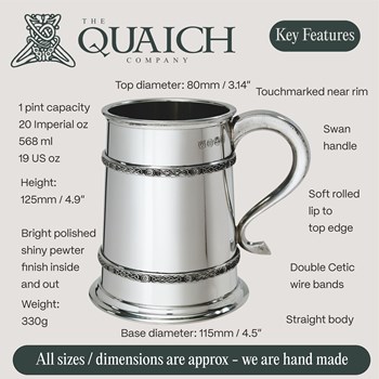 Double Celtic Bands Pewter Tankard