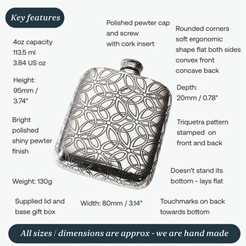 Triquetra 4oz Pewter Pocket Flask