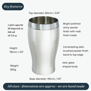 One Pint Pewter Beaker Beer Glass One Pint Pewter Beaker Beer Glass