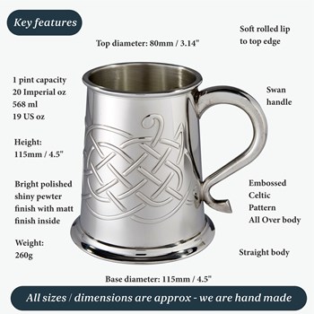 Jura Celtic Embossed One Pint Pewter Tankard Jura Celtic Embossed One Pint Pewter Tankard