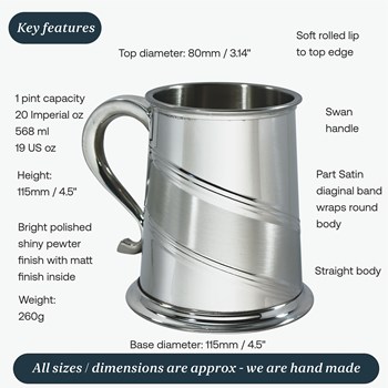 Diagonal Stripe One Pint Pewter Tankard Diagonal Stripe One Pint Pewter Tankard