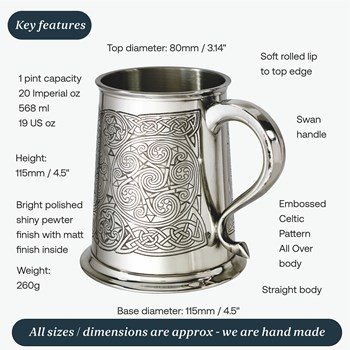 Celtic Spirals One Pint Pewter Tankard