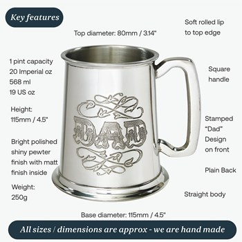 Dad One Pint Pewter Tankard Dad One Pint Pewter Tankard