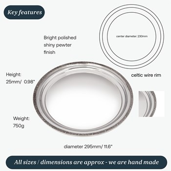 Large Celtic Rim Pewter Tray