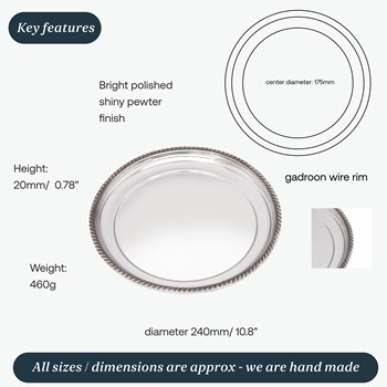 Medium Gadroon Rim Pewter Tray