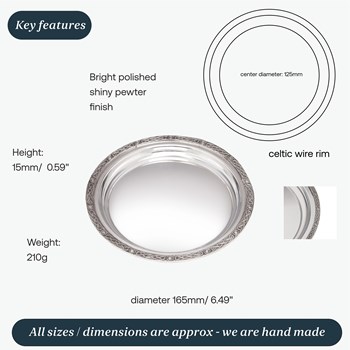 Small Celtic Rim Pewter Tray