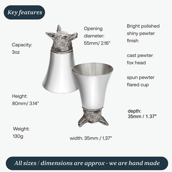 3oz Fox Head Pewter Jigger Cup
