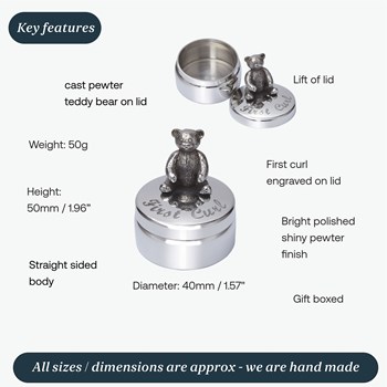 First Curl Teddy Pewter Trinket Box