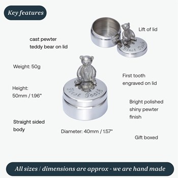 First Tooth Teddy Pewter Trinket Box