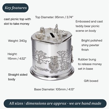 Pewter Teddy Bears Picnic Money Box Pewter Teddy Bears Picnic Money Box