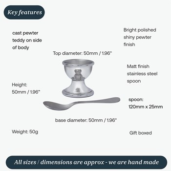 Teddy Pewter Egg Cup And Spoon