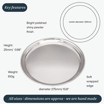 Large 300mm Round Pewter Tray