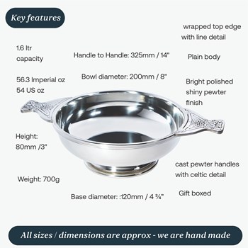 Eight Inch Pewter Quaich