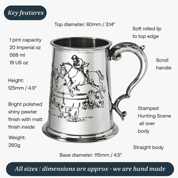 Hunting Scene One Pint Pewter Tankard