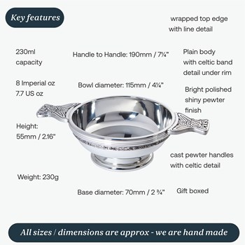 Large Celtic Band Pewter Quaich
