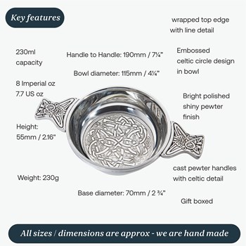 Large Celtic Circle Pewter Quaich