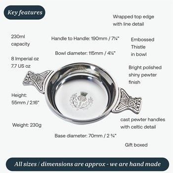 Large Thistle Pewter Quaich