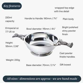 Large Thistle Handle Pewter Quaich Large Thistle Handle Pewter Quaich