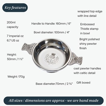 Medium Thistle Pewter Quaich Medium Thistle Pewter Quaich