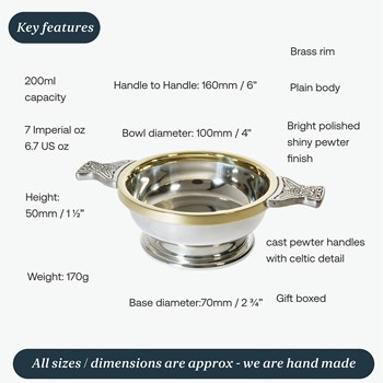 Medium Brass Rim Pewter Quaich Medium Brass Rim Pewter Quaich