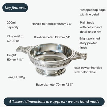 Medium Celtic Band Pewter Quaich