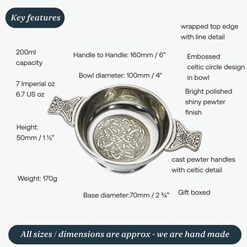 Medium Celtic Circle Pewter Quaich Medium Celtic Circle Pewter Quaich