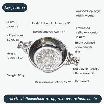 Medium Kells Pewter Quaich