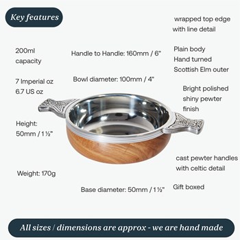 Medium Wood And Pewter Quaich