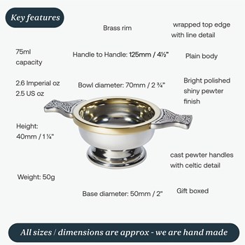 Small Brass Rim Pewter Quaich