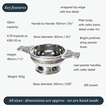 Small Celtic Band Pewter Quaich