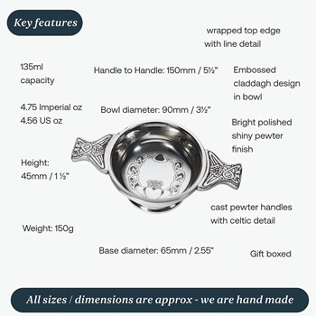 Small Claddagh Pewter Quaich