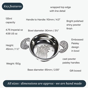 Small Paisley Pewter Quaich