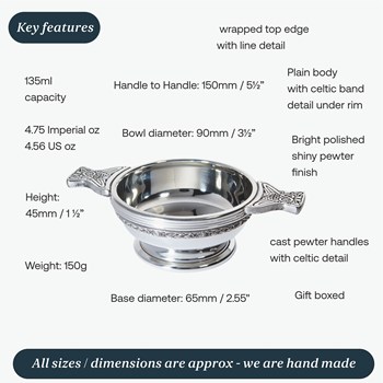 Standard Celtic Band Pewter Quaich Standard Celtic Band Pewter Quaich