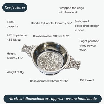 Standard Celtic Circle Pewter Quaich