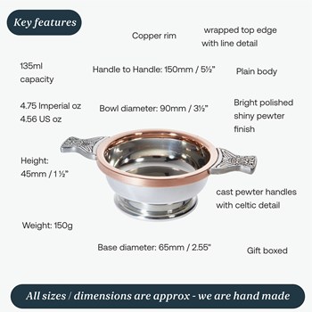 Standard Copper Rim Pewter Quaich Standard Copper Rim Pewter Quaich